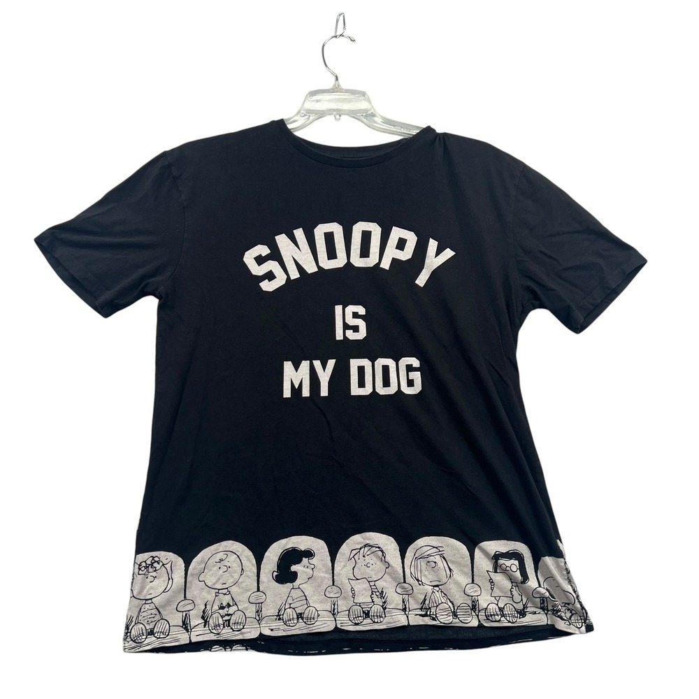 Eleven Paris Peanuts T-Shirt Mens Large Black Snoopy Is My Dog Graphic Tee